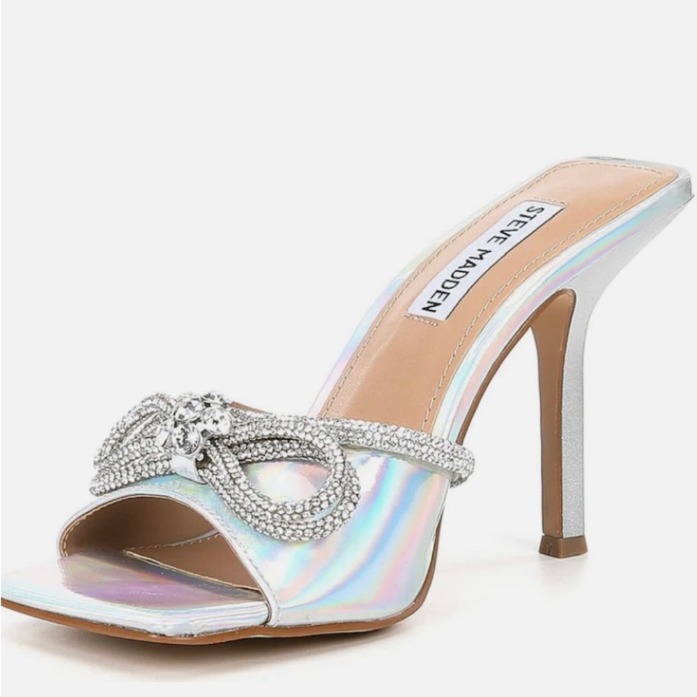iridescent bow heels